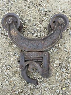 Rare Antique Eagle Cast Iron Hay Trolley Carrier Pulley Industrial Steampunk