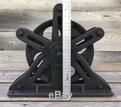 Rare Antique Hollinger No. 12 Cast Iron Elevator / Factory Ceiling-Mount Pulley