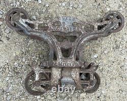 Rare Antique Myers Cast Iron Hay Trolley Carrier Pulley Industrial Steampunk