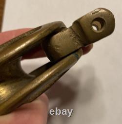 Rare Antique Vintage Brass Nautical Sail Boat Rope Line Pulley Steampunk C24