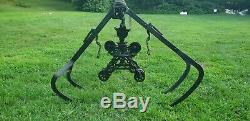 Rare Vintage W. C. Strong Hay Trolley Barn Pulley with Forks / grapple ornate