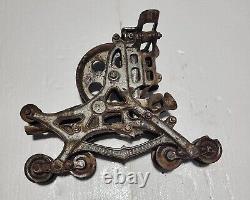 Rare X-Large Cast Iron Nay Sling Set Hay Trolley Barn Pulley Tool