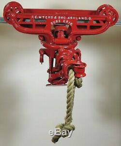 Restored vtg'05 MYERS SURE GRIP HAY TROLLEY barn farm hay carrier pulley withROPE