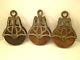 Set Of 3 Matching Nice Nos Vintage Cast Iron Wood Pulley Barn Hay Trolley DM