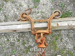Signed King 1887 Cast Iron Barn Hay Carrier Tackle Trolley Pulley On Beam