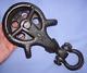 Small Antique Hay Trolley Rope Hook Block Tackle Pulley Old Vtg Cast Iron Tool