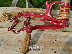 Tool 1880 Wire Tightener Fence Stretcher CAST IRON Elwood DeKalb ILL Farm Ranch