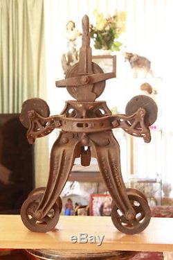 Trolly Barn Cast Iron 4 Wheel Wood Beam Hay Carrier Steam Punk Lamp BUCHANAN