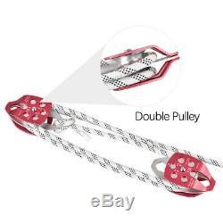Twin Sheave Block +Tackle 7500Lb Pulley System 150-250Ft 1/2 Double Braid Rope