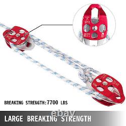Twin Sheave Block Tackle Braid Rope Double Pulley Rigging Climbing Rope 7700lbs