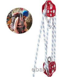 Twin Sheave Block and Tackle 6600lbs Pulley 200Ft, 7/16Inch Double Braid Rope