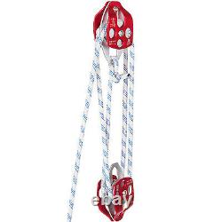Twin Sheave Block and Tackle 6600lbs Pulley 200Ft, 7/16Inch Double Braid Rope