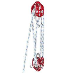 Twin Sheave Block and Tackle 7500Lb PulleySystem 1/2 150ft Arborist RiggingRope