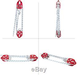 Twin sheave block and tackle 7500Lb pulley system 200 feet 1/2 Double Braid Rope