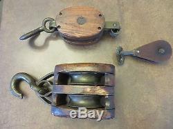 Union Hardware Conn, USA Double & Single Wooden Iron Barn Pulley Block/tackle
