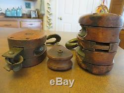 Union Hardware Conn, USA Double & Single Wooden Iron Barn Pulley Block/tackle