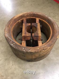 Unique 14 Antique Industrial Factory 2-piece Wood Flat Belt Split Pulley Wheel