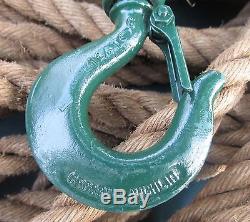 Uw Double Single Wood Metal Block Tackle Pulley With 100ft Hemp Rope