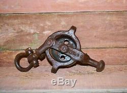 VERY RARE Antique HAY TROLLEY DROP PULLEY WS&C CHAMPION CABLE CARRIER