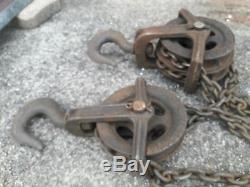 VINTAGE 1/2 TON CHAIN HOIST PULLEY CHISHOLM-MOORE blue boy half differential old
