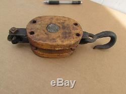 VINTAGE 4 BLOCK PULLEY SINGLE wheel ANVIL FOR YOUR RIG