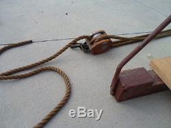 Vintage Building Swing Scaffold Block And Tackle Fall Lines 1950 Clean ID #4226