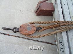 VINTAGE BUILDING SWING SCAFFOLD BLOCK AND TACKLE FALL LINES 1950's CLEAN #4226