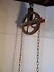 VINTAGE COLLECTIBLE ROUND METAL Metal 1O TACKLE PULLY AND LONG CHAIN Tool