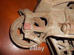 Vintage Fe Myers And Bro Co Ok Unloader Cast Iron Hay Pulley With Red Lettering