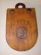 VINTAGE HUDSON USA BARN FARM ROPE withWOODEN WHEEL PULLEY For DECORATION No Cracks