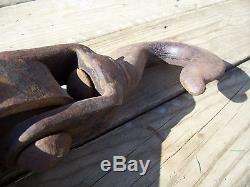 VTG Antique LARGE HOOK & PULLEY Farm INDUSTRIAL SQUARE HEAD BOLTS STEAMPUNK RARE