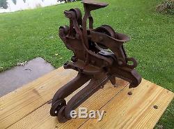 Vtg Star #153 Sling Hay Carrier Maleable Cast Iron Barn Trolley In Working Order