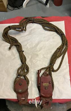 VTG Sears Red Double Pulley With Guide -block & Tackle, 13 long Lot Of 2