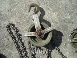 Vintage 1/2 ton Chain Hoist Pulley System Metal Block & Tackle Pulley
