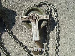 Vintage 1/2 ton Chain Hoist Pulley System Metal Block & Tackle Pulley