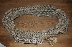 Vintage 1 thick Hemp Heavy Rope Nautical Antique Barn Rope 48 Feet Antique