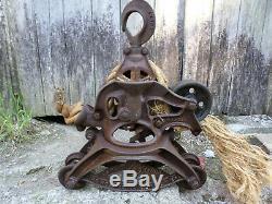 Vintage Antique Barn Hay Trolley Carrier Pulley NEY CANTON OHIO SWEET