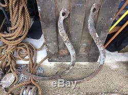 Vintage/Antique Block & Tackle, rope, chain, hooks, box