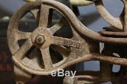 Vintage Antique Boomer Cast Iron Hay Trolley Barn Pulley Industrial Lighting