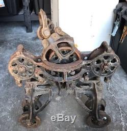 Vintage Antique Cast Iron Hay Sling Trolley Carrier Pulley BOOMER Chandelier