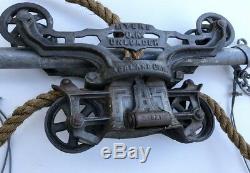 Vintage Antique Hay Trolley Cast Iron Myers OK Unloader Barn Rustic Chandelier