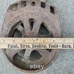 Vintage Antique MYERS Cast Iron Hay Trolley Carrier Barn Rope Drop Pulley Farm