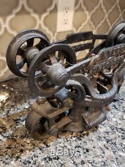 Vintage Antique Myers Unloader Barn Hay Trolley Pulley Cast Iron Ashland Ohio