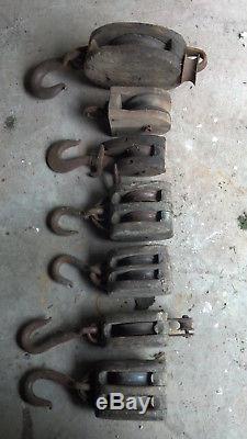 Vintage Block And Tackle Wooden Pulleys