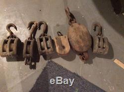 Vintage Block And Tackle Wooden Pulleys