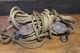 Vintage Block And Tackle with Rope Barnyard Bowling Wood Pulley's