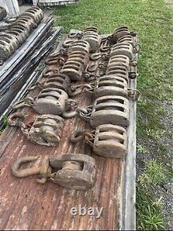 Vintage Block & Tackle Pulley Lot Of 30 Double Triple Star UW Anvil