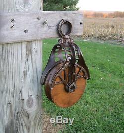 Vintage Cast Iron Barn Pulley Old Farm Tool Rustic Primitive