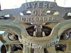 Vintage Cast Iron Hay Trolley Meyers O. K. Unloader H321 Nice
