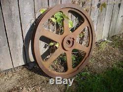 Vintage Cast Iron Wheel Farm Pulley Antique Old Rustic Decor Steampunk HEAVY 19